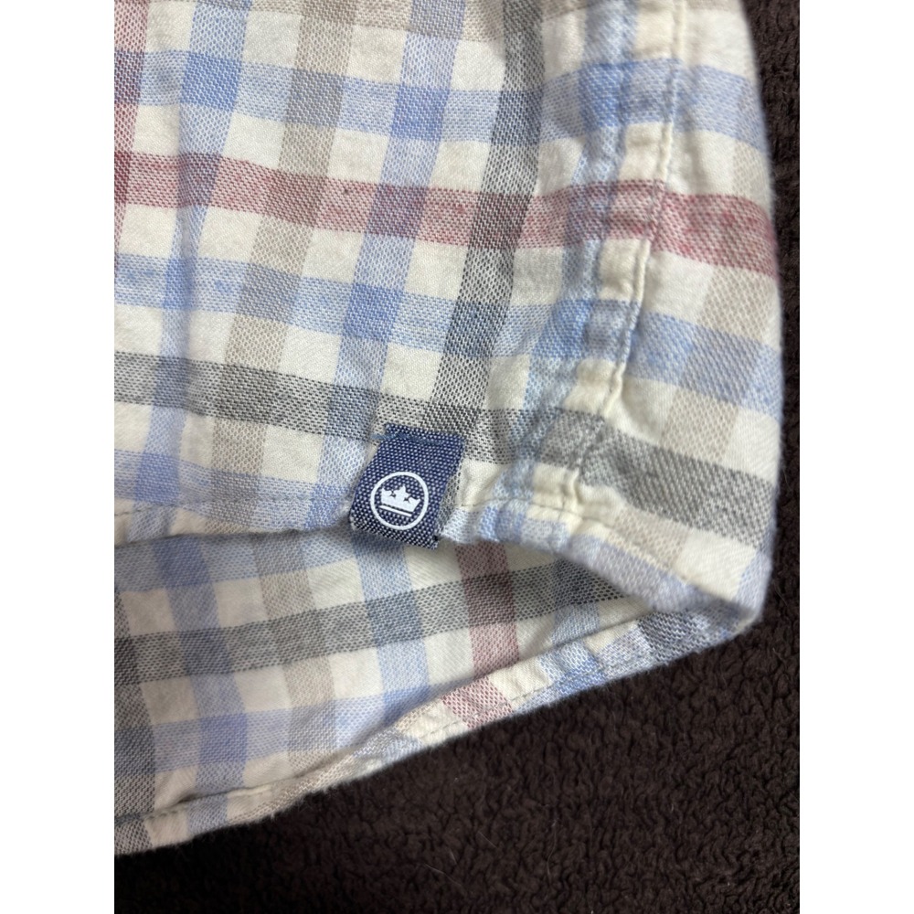 Peter Millar Mens Large Blue Red Plaid Long Sleeve 100% Cotton Button Down Shirt - Picture 3 of 8